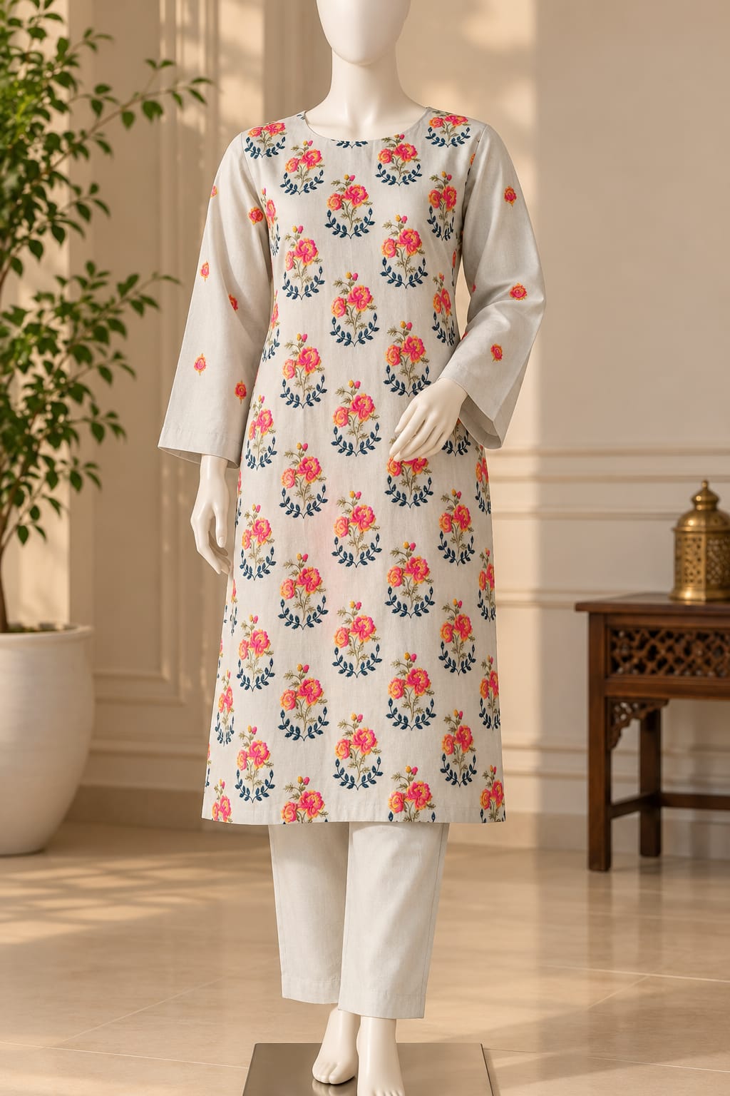 2 PC Embroidered Karandi Suit