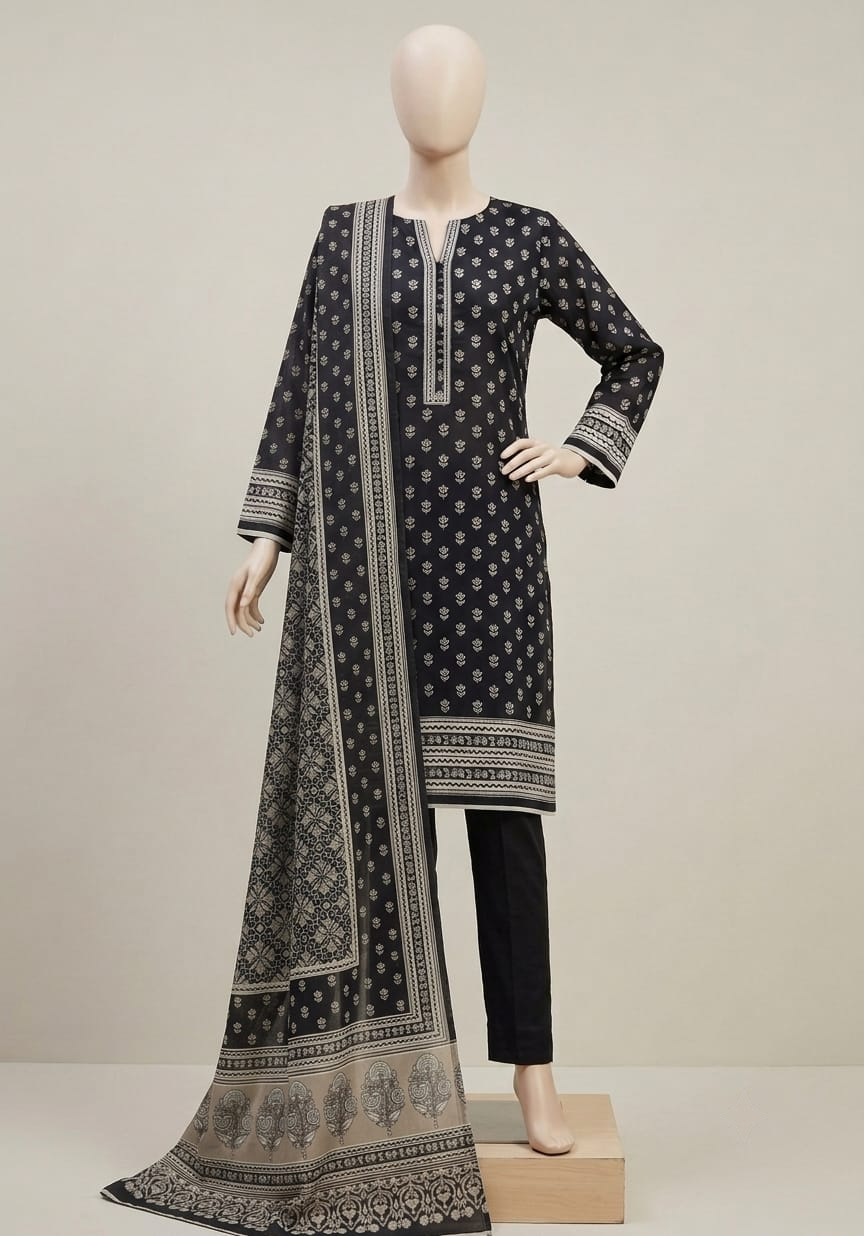 3-Piece Unstitched Printed Khaddar Ladies Suit