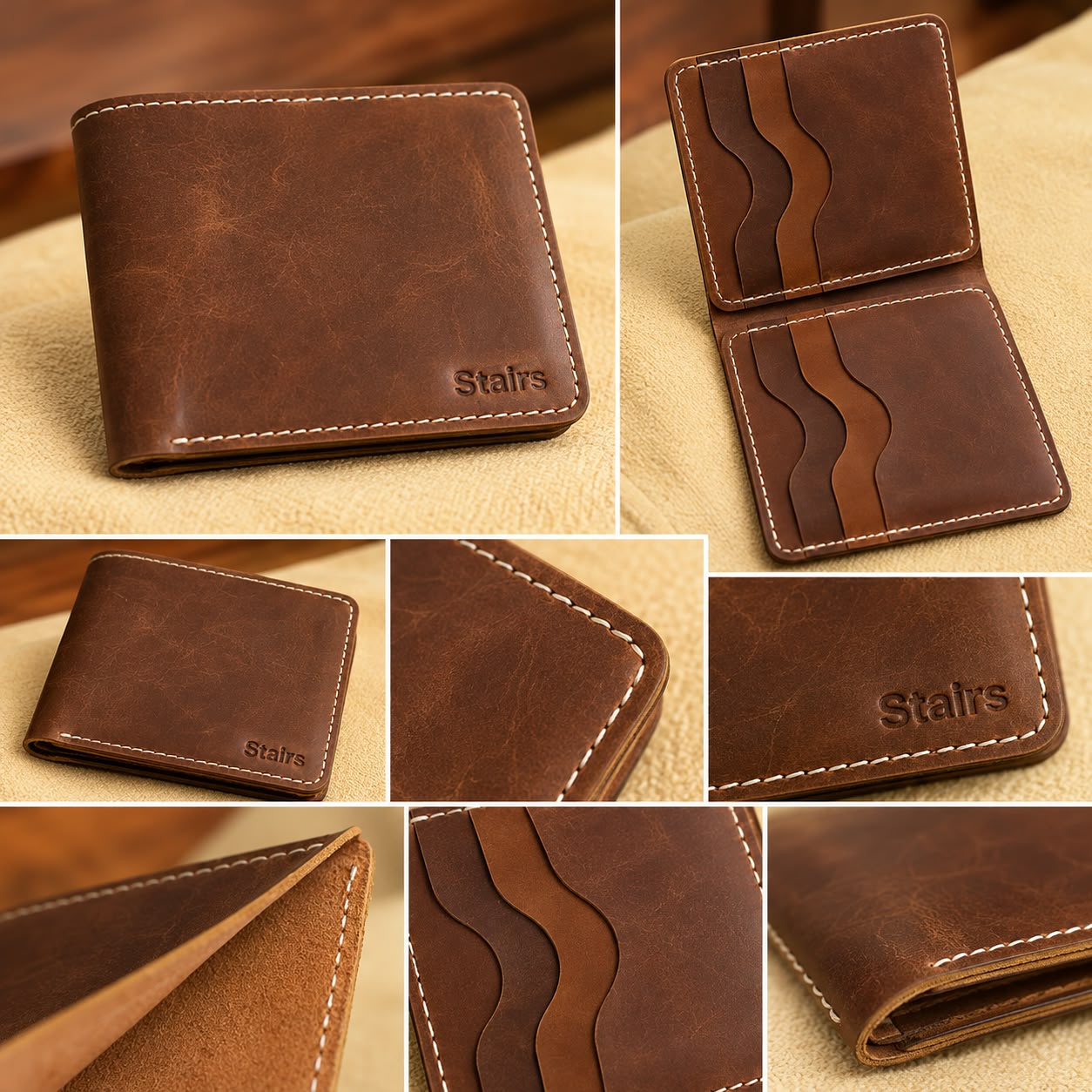 Men’s Dark Brown Crazy Horse Leather Bi-Fold Wallet