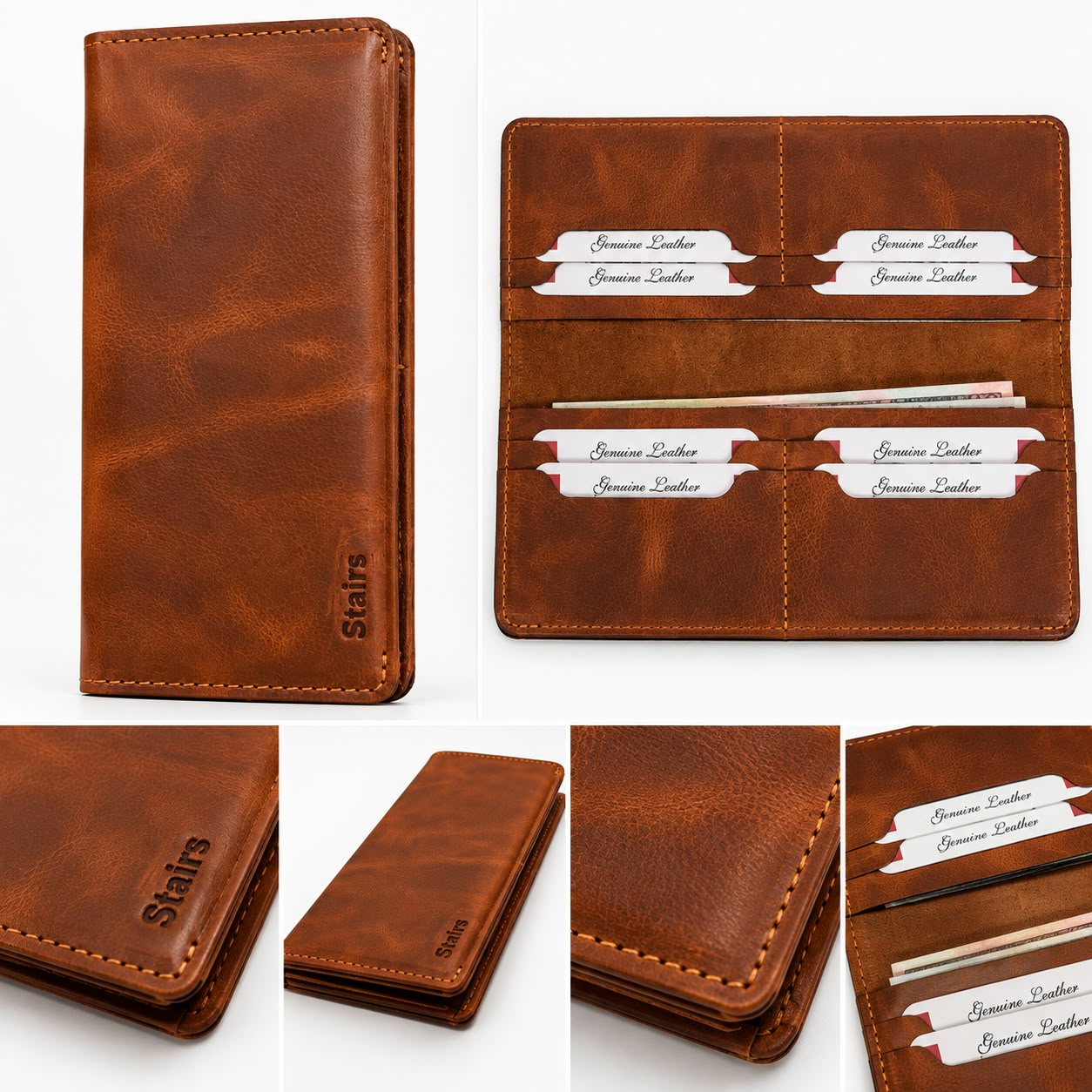 Men’s Brown Crazy Horse Leather Long Wallet