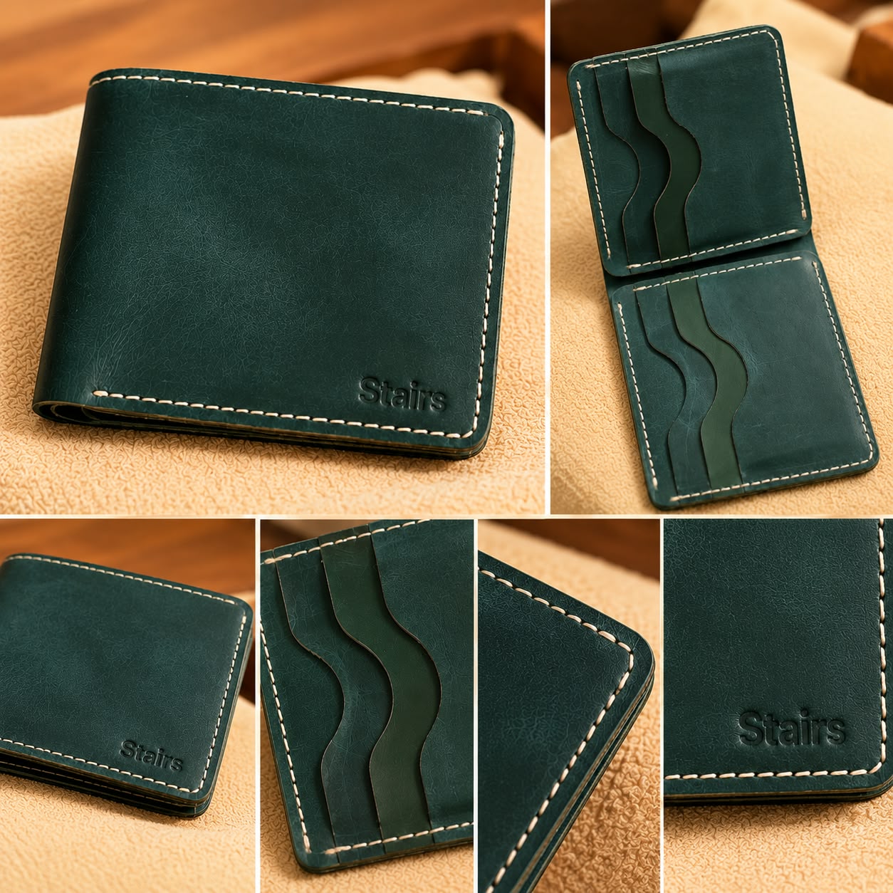Men’s Dark Green Crazy Horse Leather Bifold Wallet