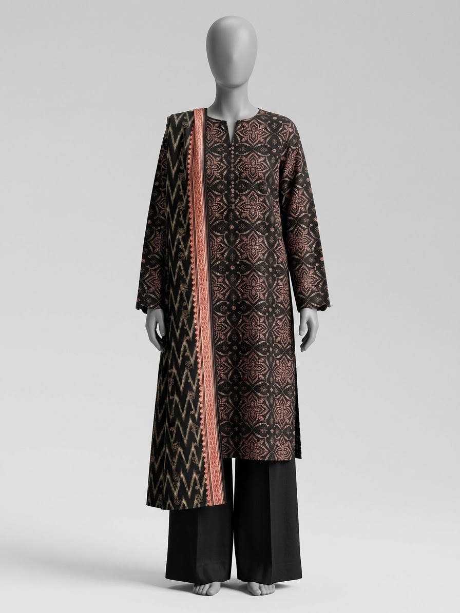 3-Piece Unstitched Printed Khaddar Ladies Suit