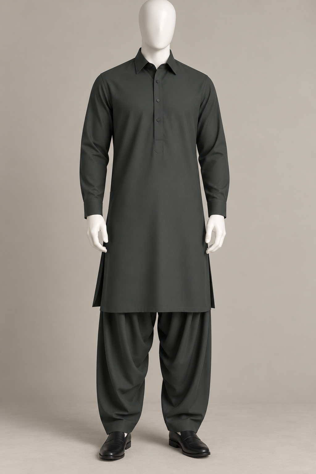 Premium Dark Charcoal Black Nawab Men’s Shalwar Kameez
