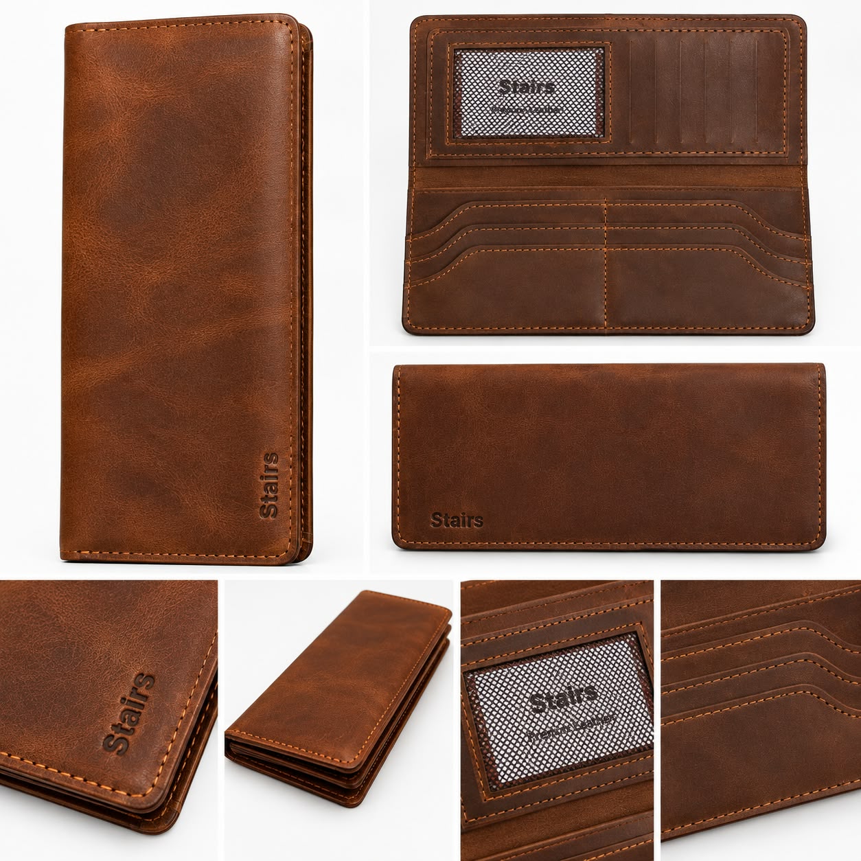 Men’s Dark Brown Crazy Horse Leather Long Wallet