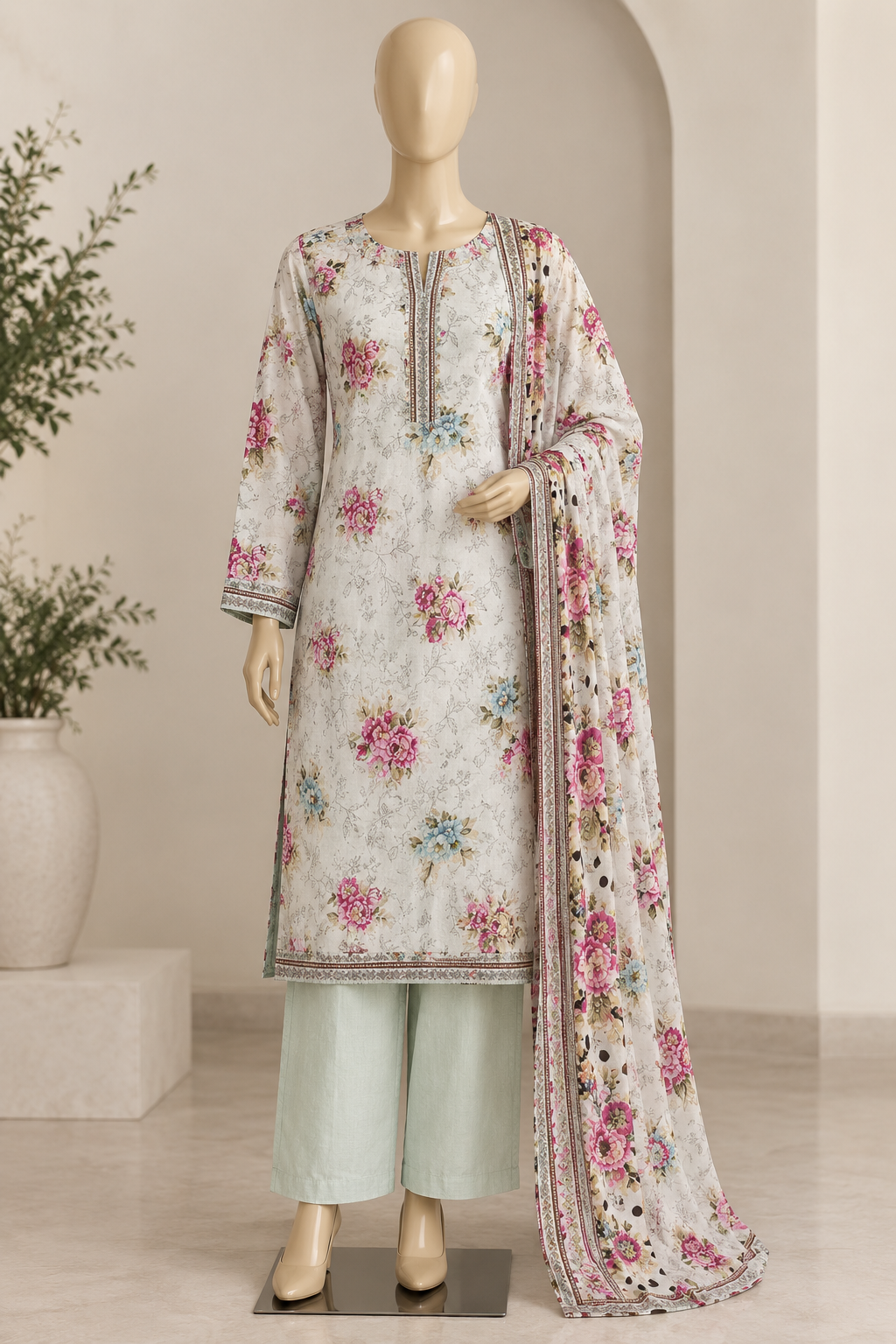 3-Piece Unstitched Viscose Ladies Suit